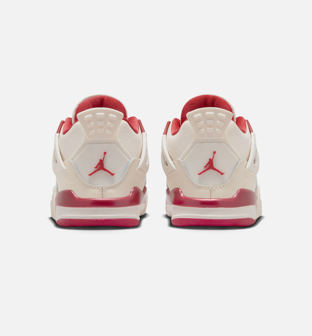 Air Jordan 4 Retro Valentine's Day Infant & Toddler Sneakers - Pale Ivory / Sierra Red / Tough Red
