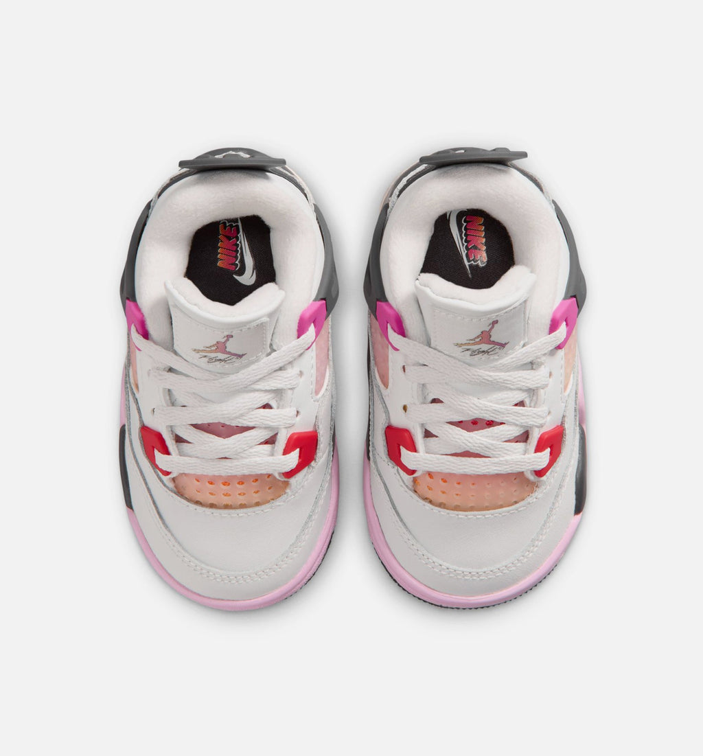 Air Jordan 4 Retro Comic Infant & Toddler Sneakers - Off White / Fire Pink / Anthracite