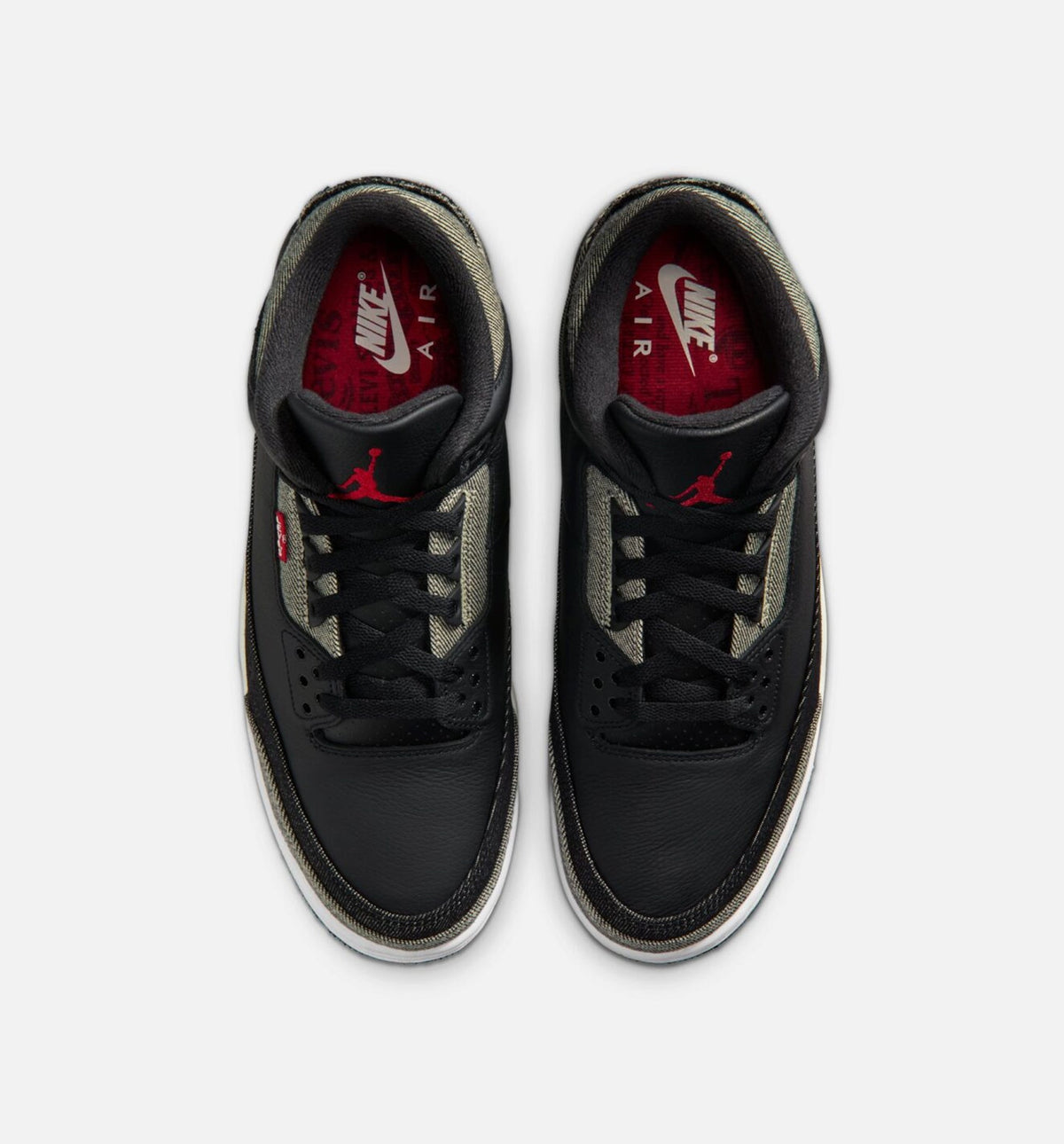 Air Jordan 3 x Levi's Denim Black Gym Red Men's Sneakers - Denim / Black / Gym Red