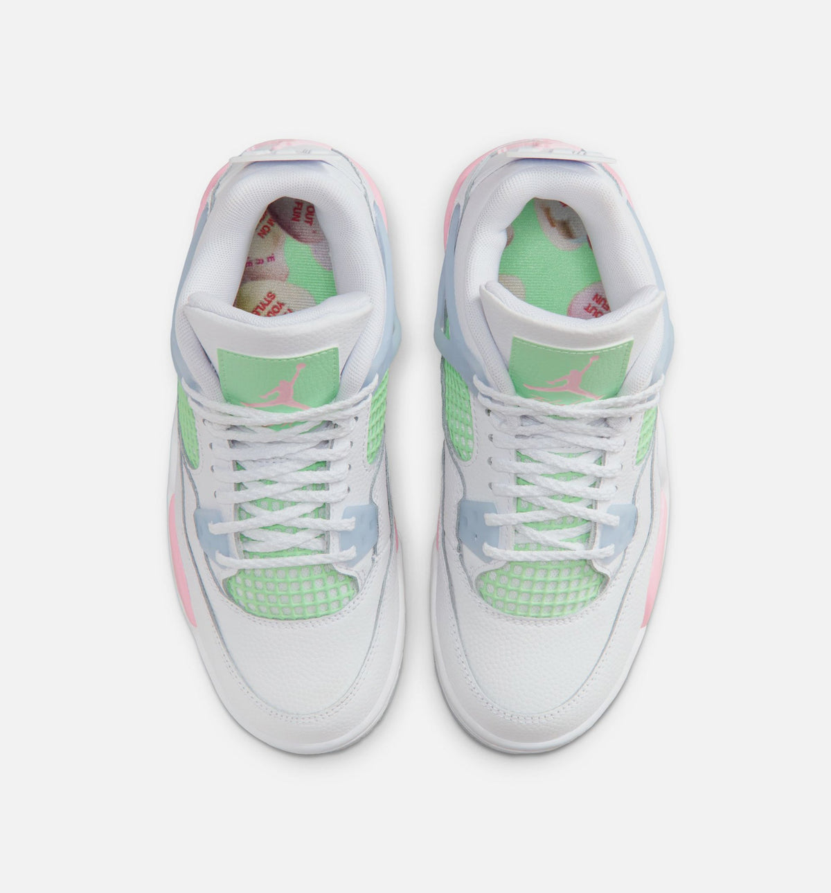 Air Jordan 4 Retro Medium Soft Pink Grade School Sneakers - White / Medium Soft Pink / Half Blue