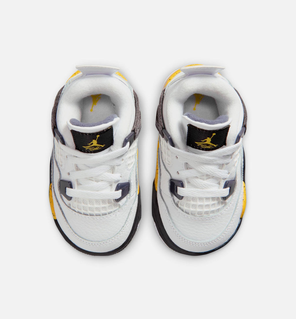 Air Jordan 4 Retro Rare Air Tour Yellow Infant & Toddler Sneakers - White / Dark Blue Grey / Black / Tour Yellow