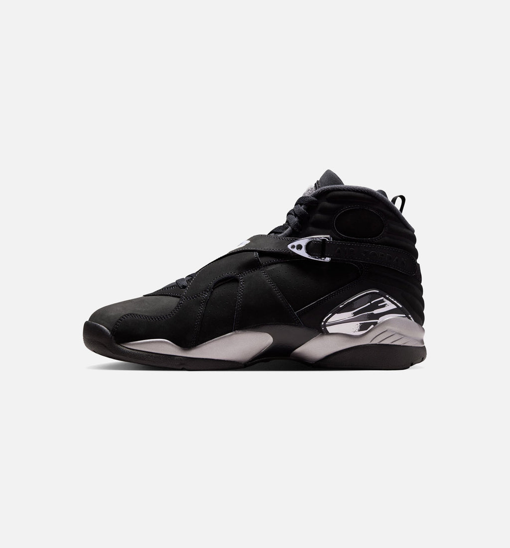 Air Jordan 8 Retro Chrome Men's Sneakers - Black / White / Light Graphite