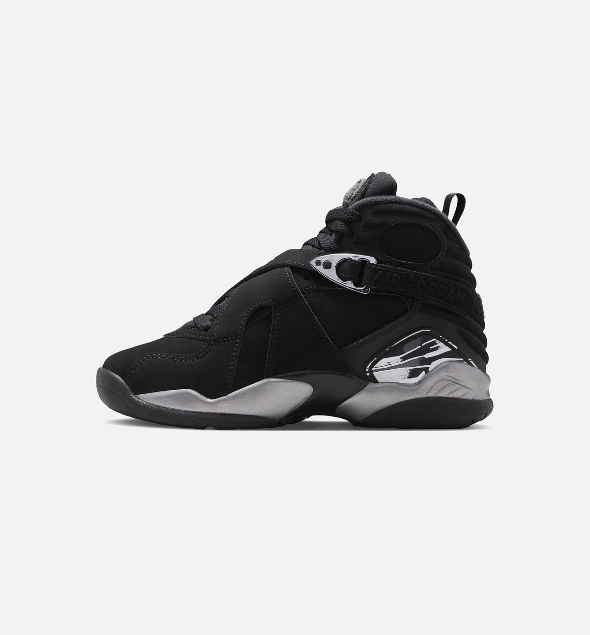 Air Jordan 8 Retro Chrome Grade School Sneakers - Black / White / Light Graphite