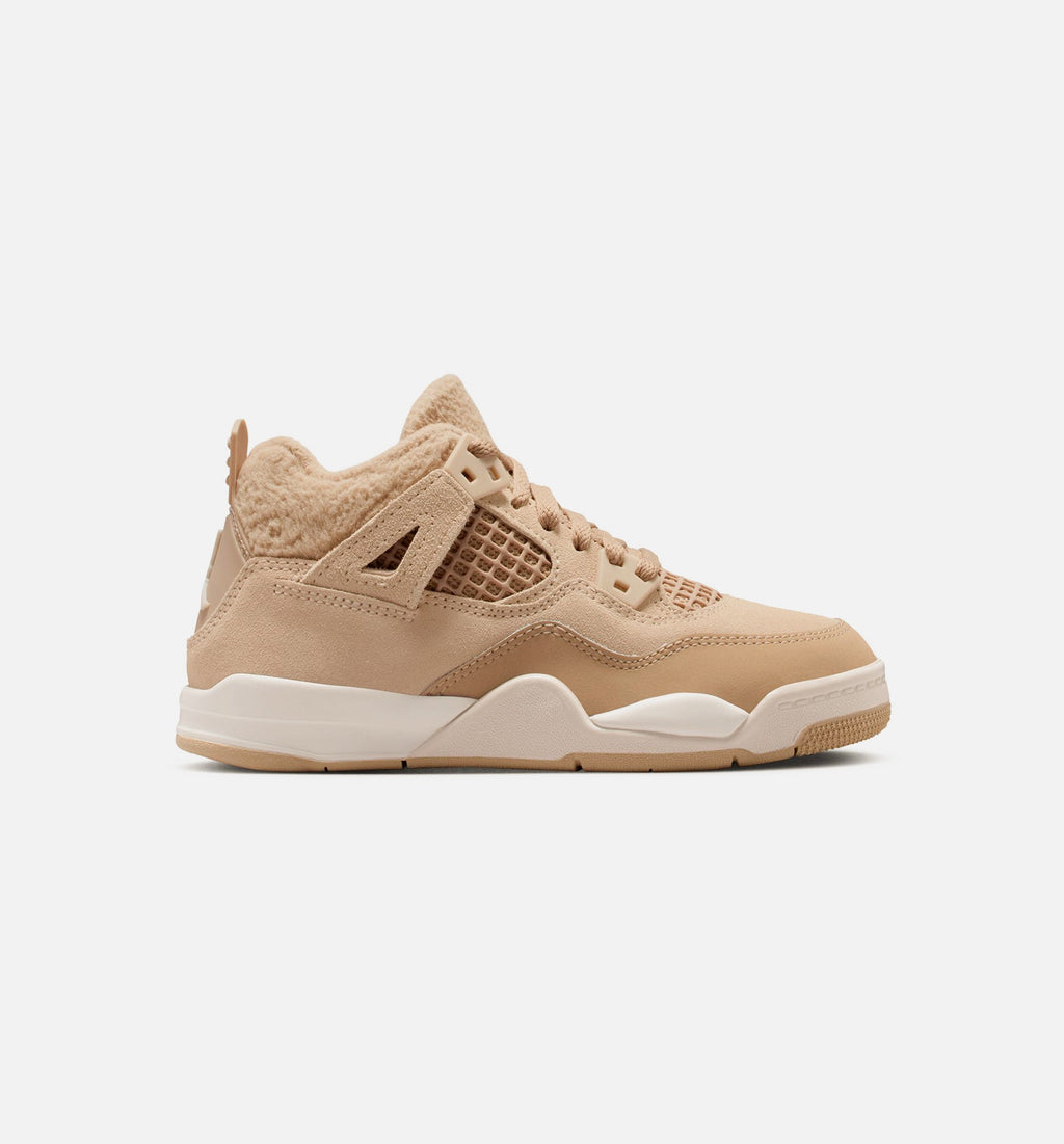 Air Jordan 4 Retro Cozy Girl Preschool Sneakers - Hemp / Light Orewood Brown