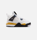 Air Jordan 4 Retro Rare Air Tour Yellow Infant & Toddler Sneakers - White / Dark Blue Grey / Black / Tour Yellow