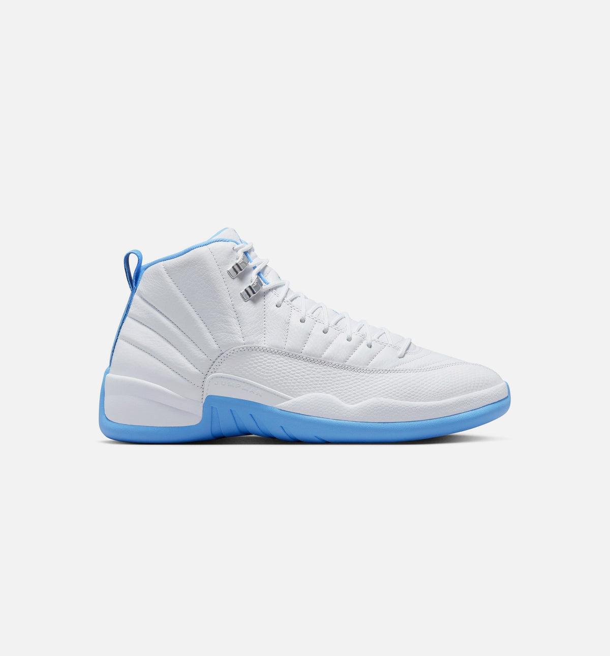 Air Jordan 12 Retro White and University Blue Men's Sneakers - White / University Blue / Metallic Silver