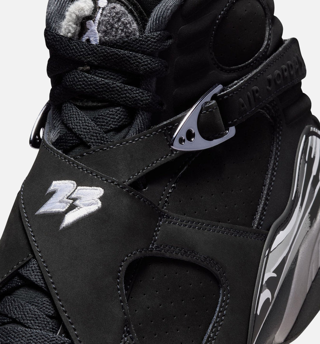 Air Jordan 8 Retro Chrome Men's Sneakers - Black / White / Light Graphite