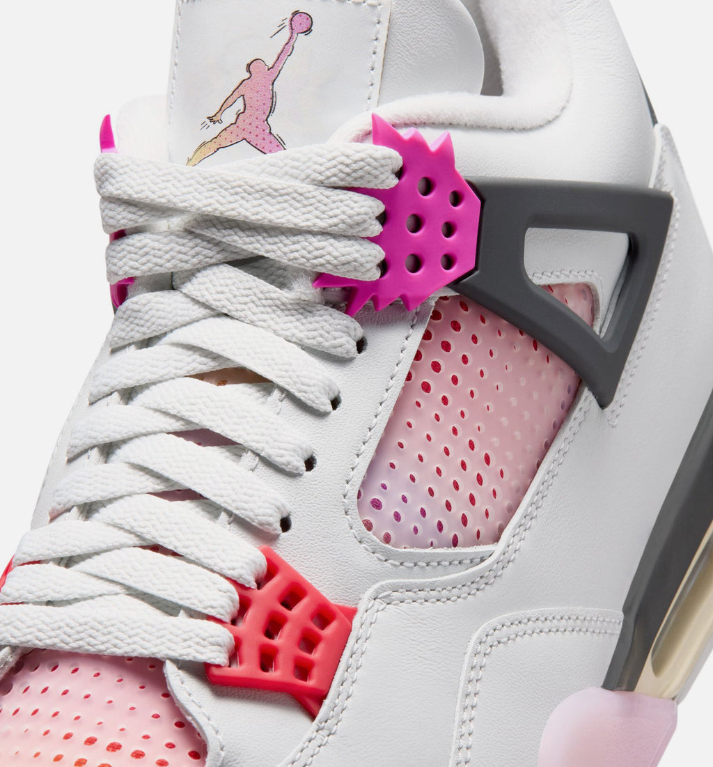 Air Jordan 4 Retro Comic Men's Sneakers - Off White / Fire Pink / Anthracite