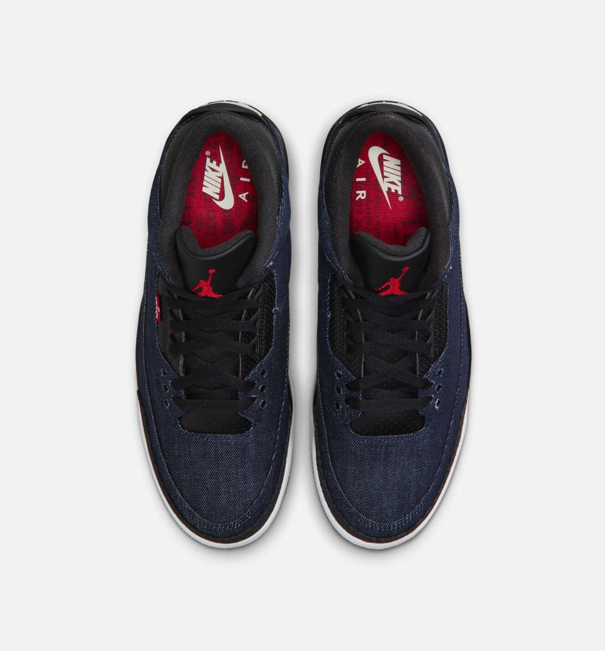 Air Jordan 3 x Levi's Indigo and Gym Red Men's Sneakers - Denim / Black / Sail / Gym Red